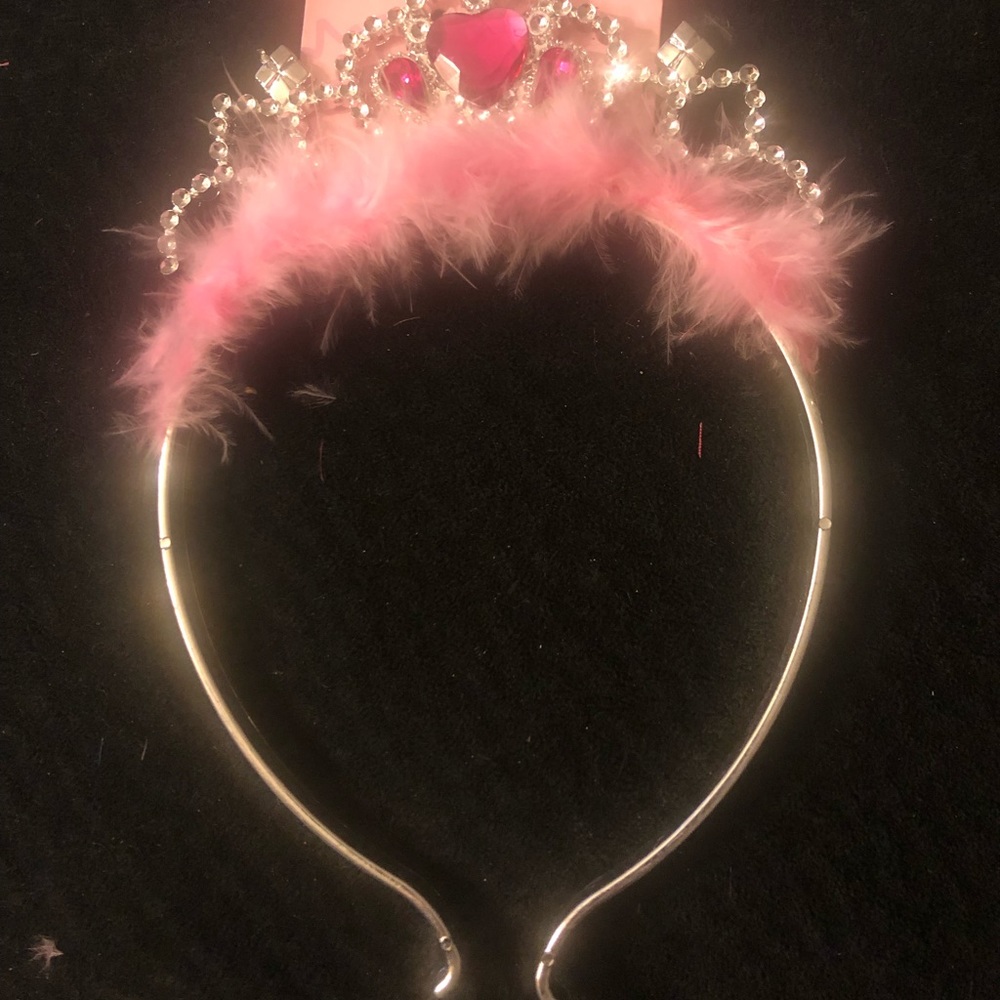 ⭐️ Princess Expressions NWT Tiara barbiecore pink feather & rhinestones